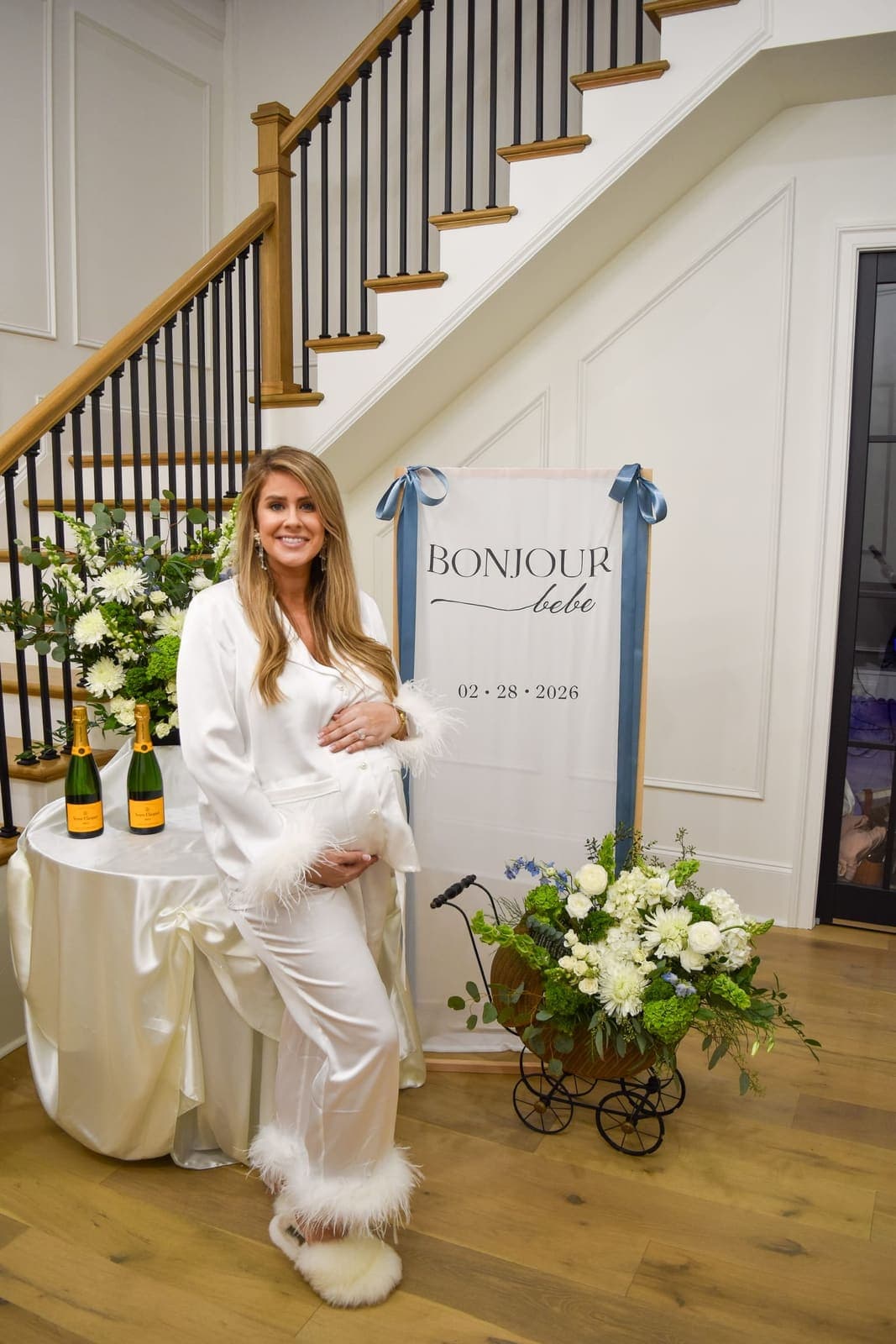 Elegant baby shower celebration with Bonjour Bebe sign