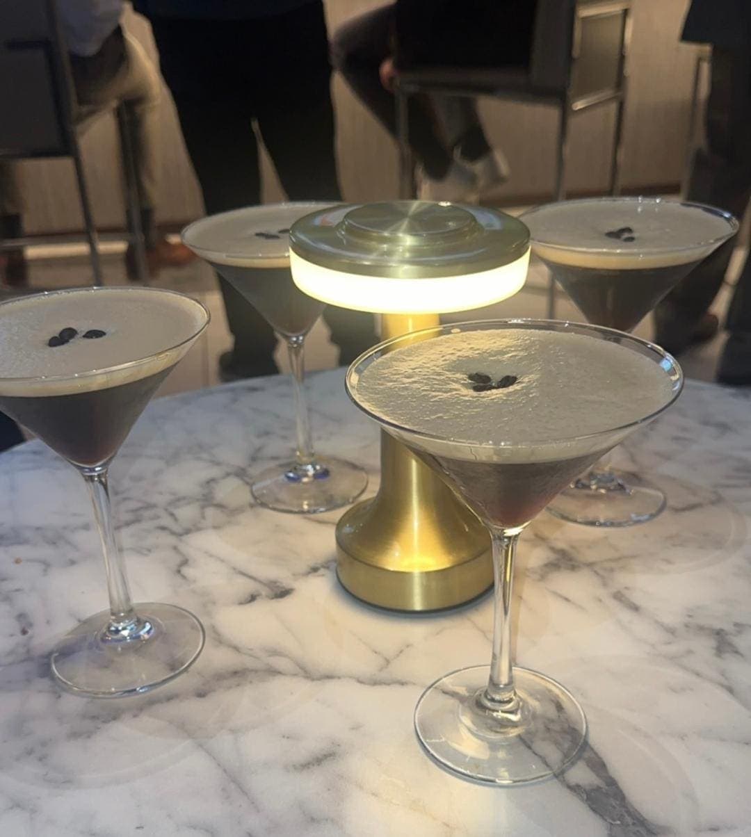 Espresso martinis with coffee bean garnish