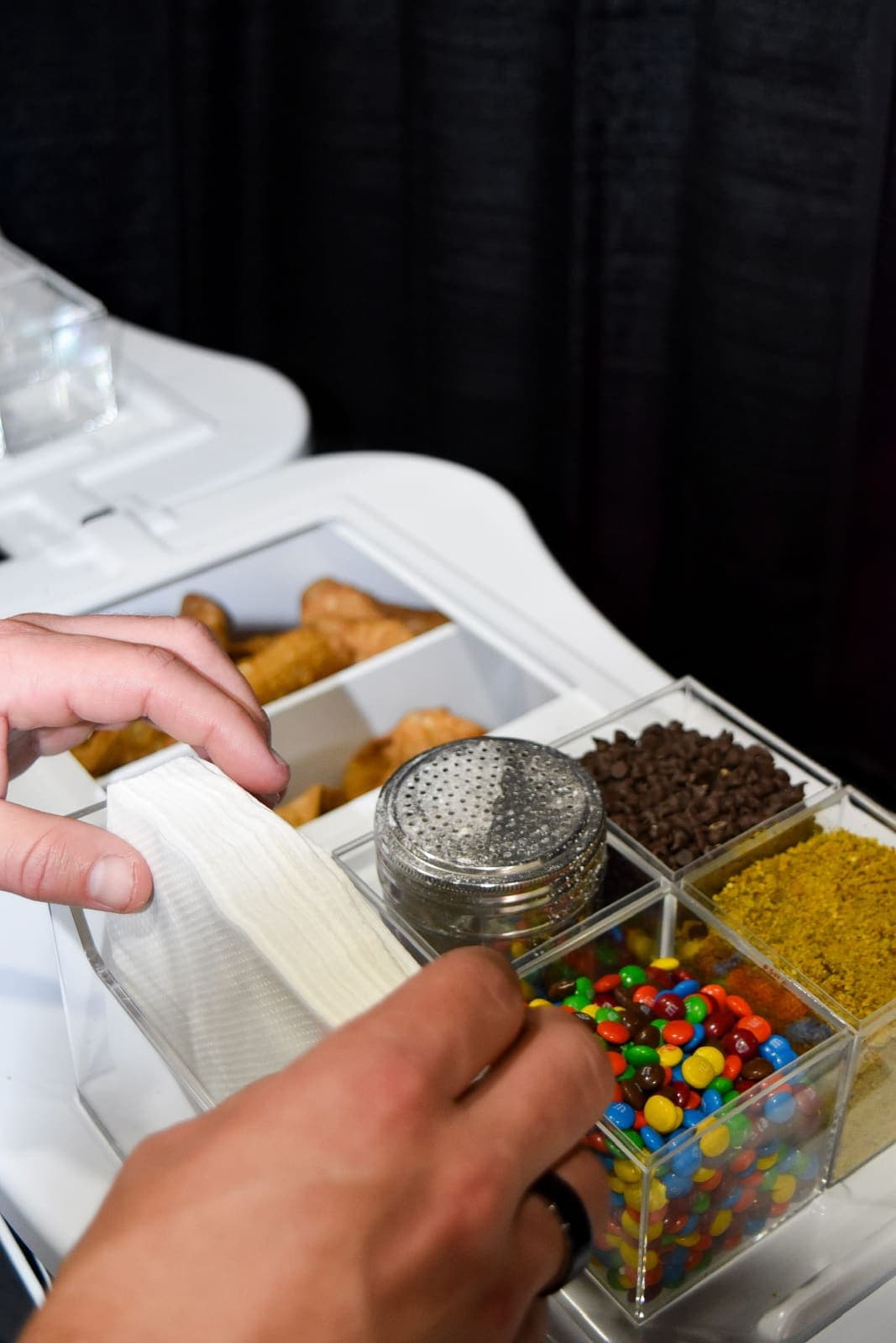 Cannoli service with assorted toppings
