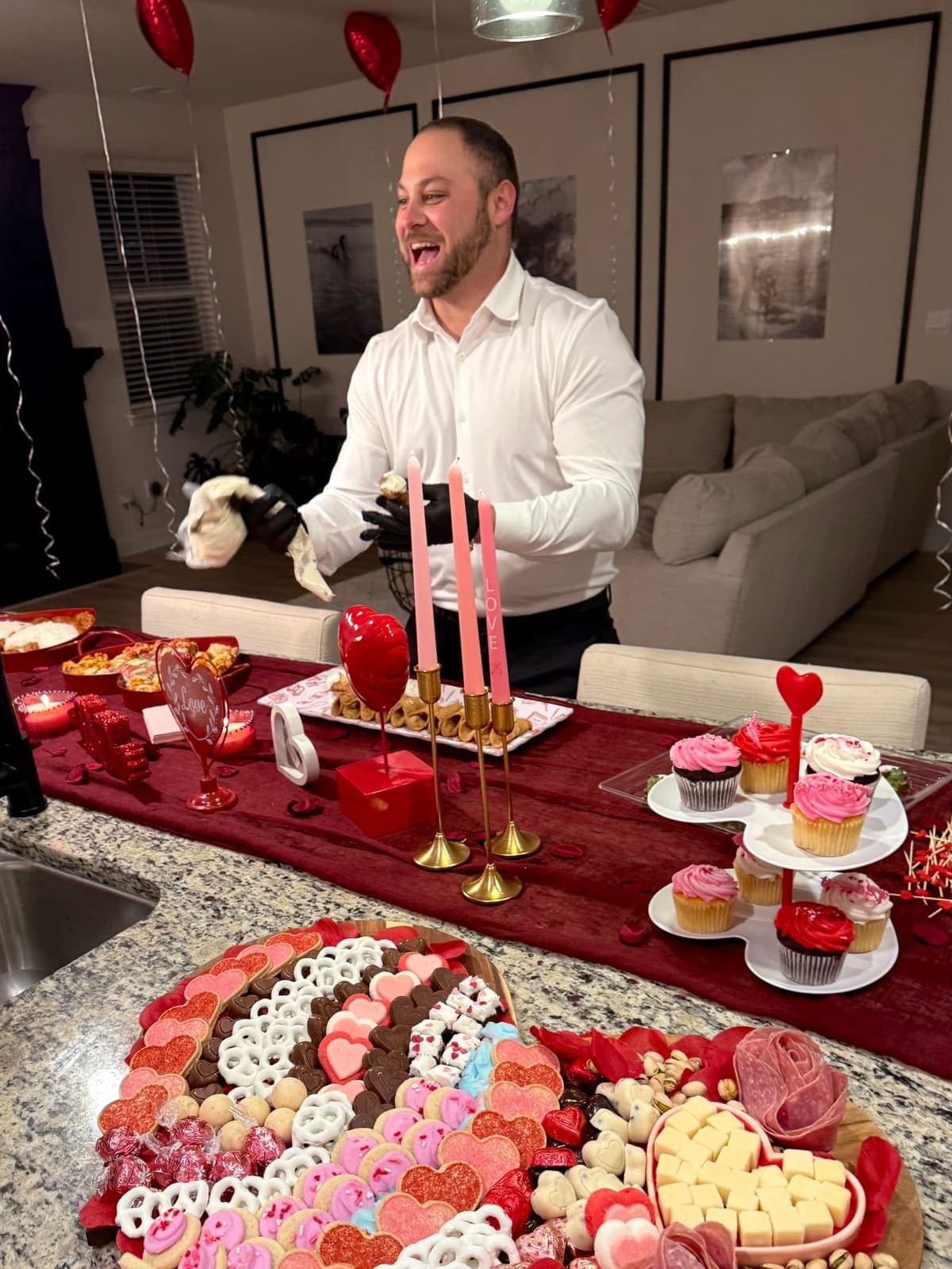 Valentine's Day dessert and candy display