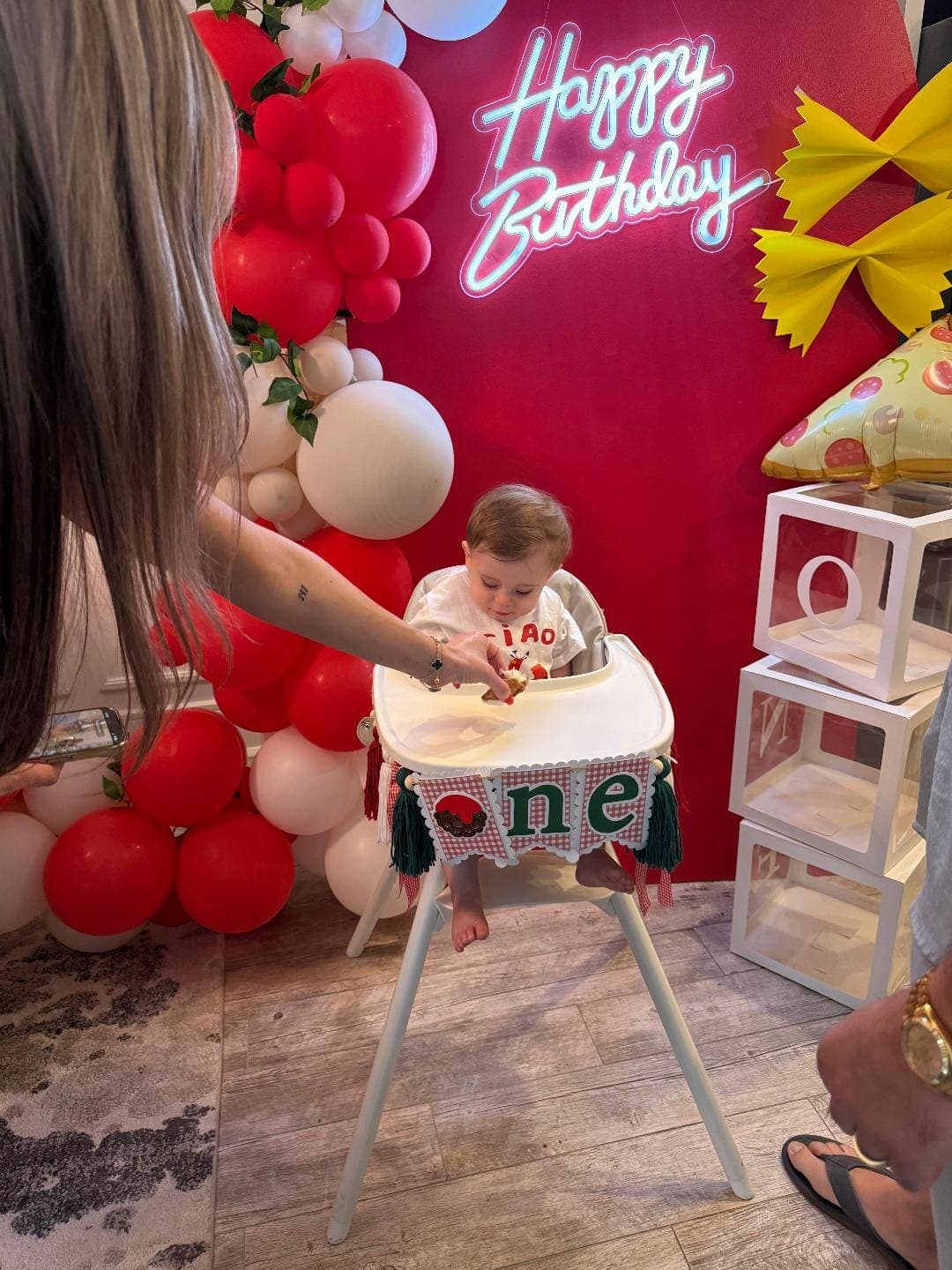 First birthday party celebration with balloons