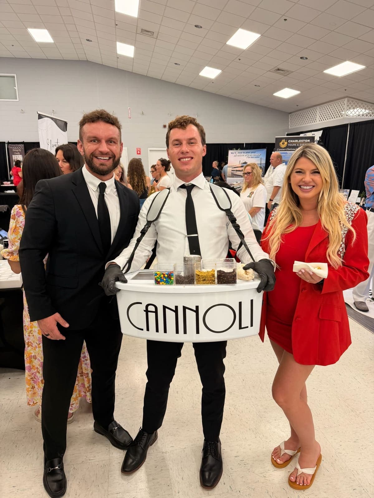 Cannoli cart service with guests at a bridal expo